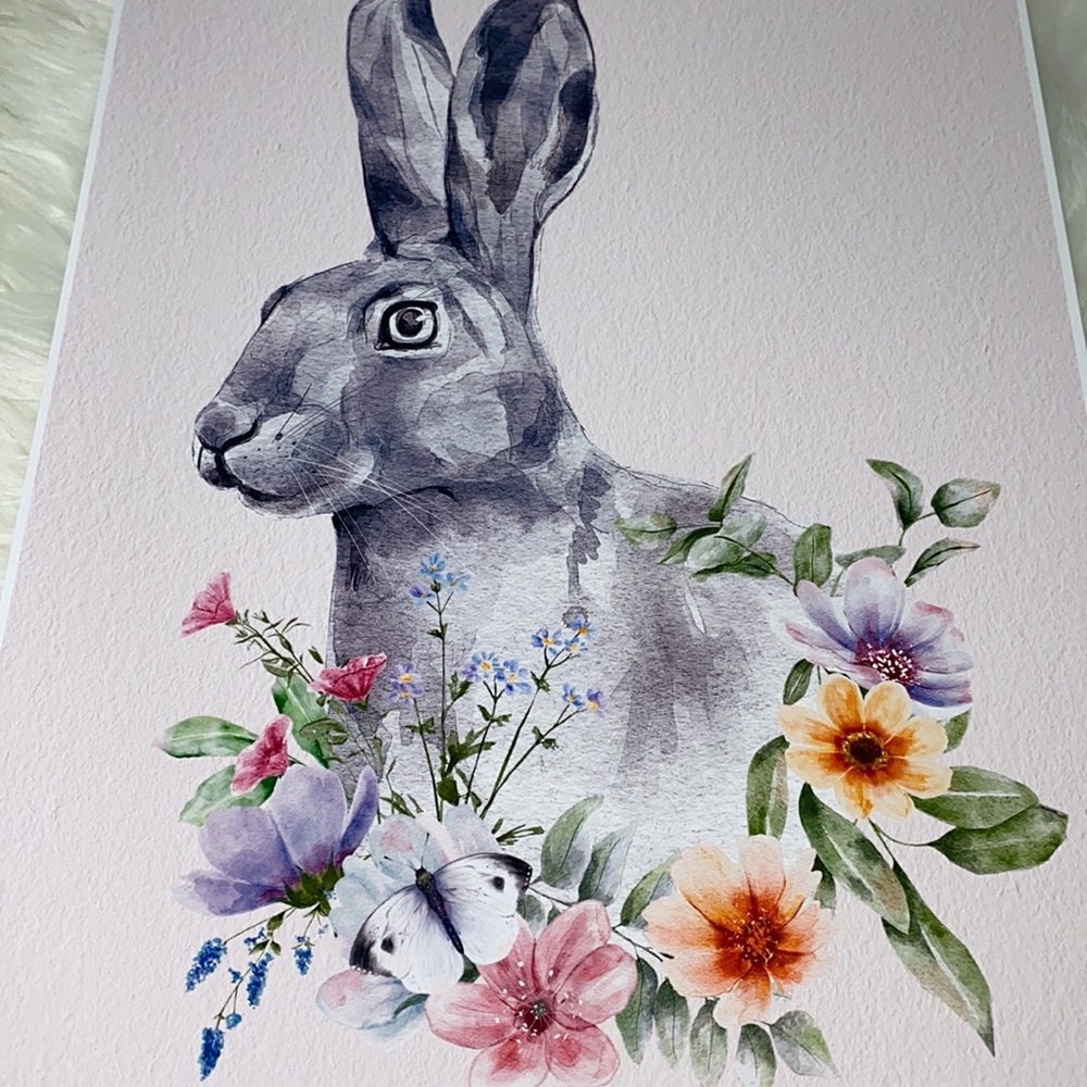 Wall Art Watercolor Bunny Print Poster Unframed - Picture 12 of 15